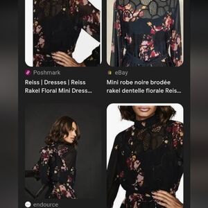 Sheer Floral Mini Dress with Lace Accents By Reiss